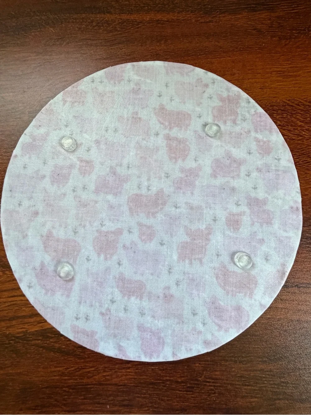 Round Pink Pig Pattern Serving Tray - Unbranded